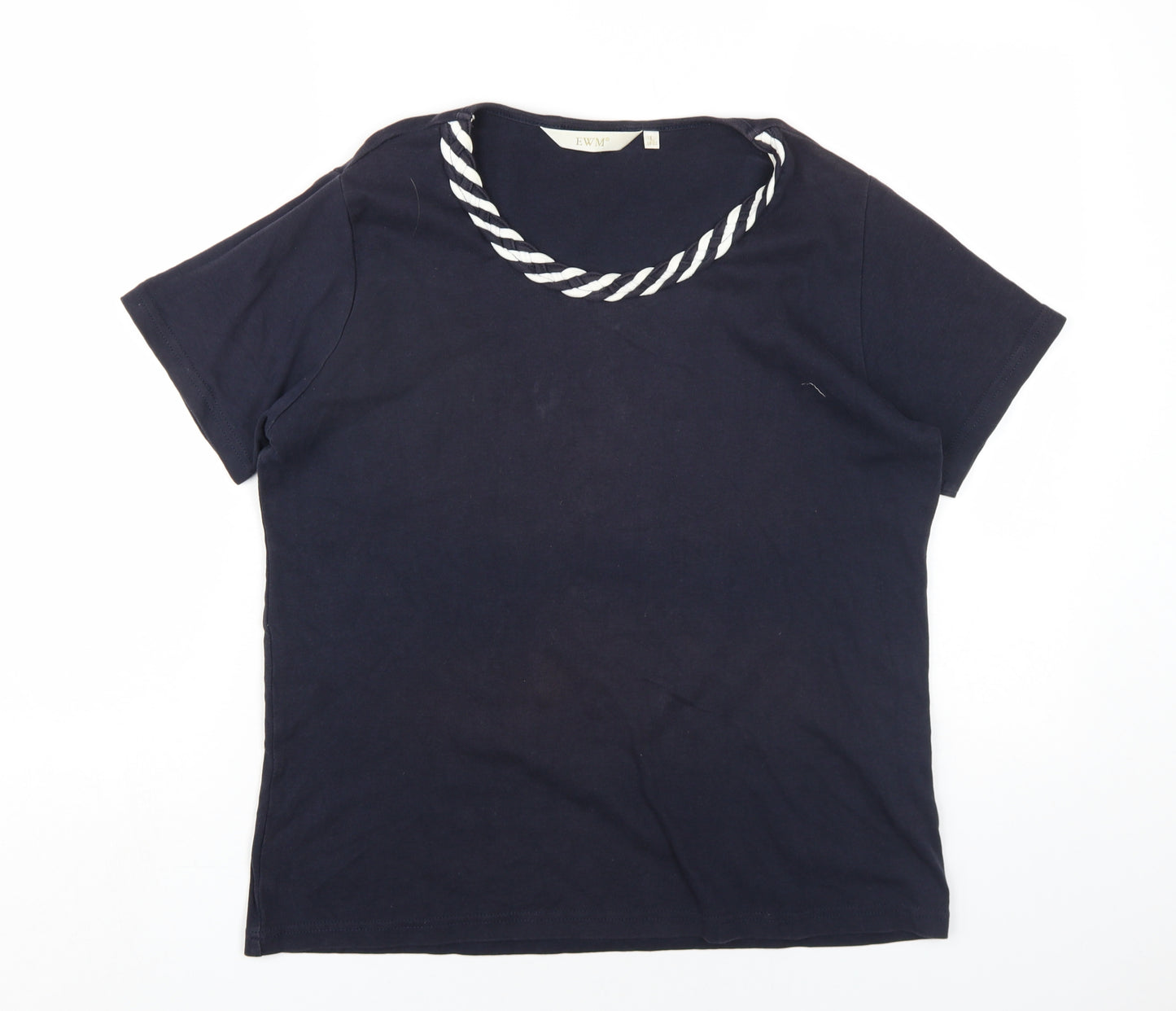 EWM Womens Blue Cotton Basic T-Shirt Size 18 Round Neck