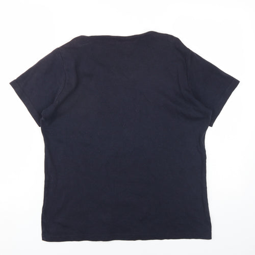 EWM Womens Blue Cotton Basic T-Shirt Size 18 Round Neck