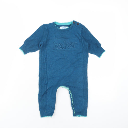 Ted Baker Boys Blue Cotton Babygrow One-Piece Size 6-9 Months Snap