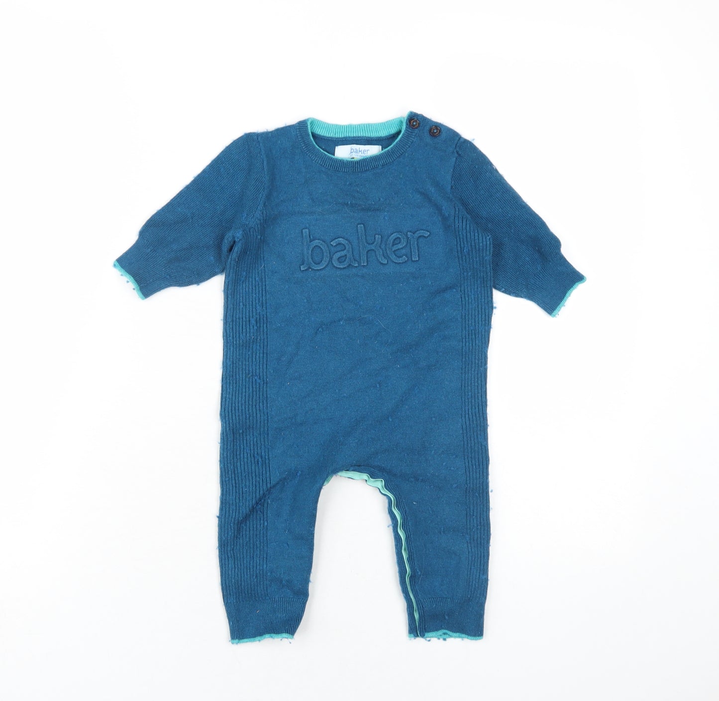 Ted Baker Boys Blue Cotton Babygrow One-Piece Size 6-9 Months Snap