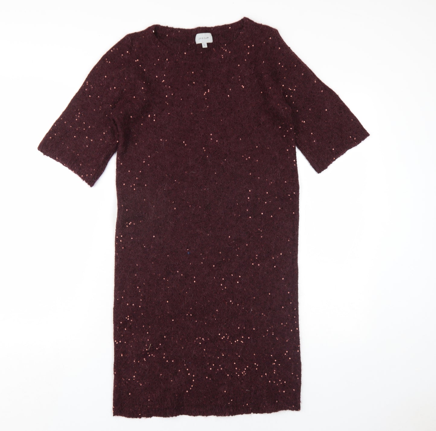 Jigsaw Womens Purple Polyester T-Shirt Dress Size S Round Neck Pullover