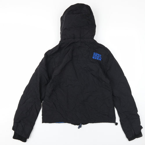 Superdry Mens Black Rain Coat Coat Size L Zip