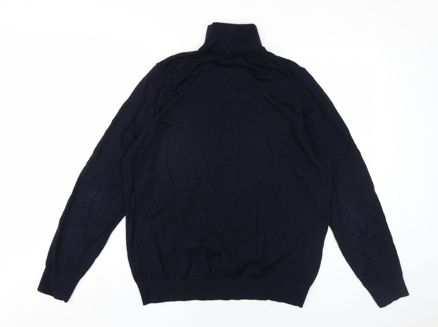 Autograph Mens Blue High Neck Wool Pullover Jumper Size XL Long Sleeve