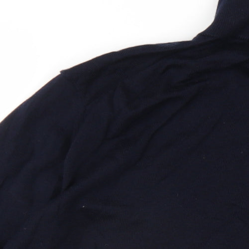 Autograph Mens Blue High Neck Wool Pullover Jumper Size XL Long Sleeve