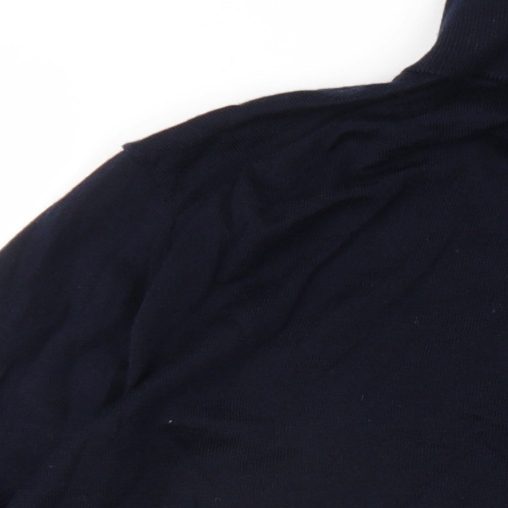 Autograph Mens Blue High Neck Wool Pullover Jumper Size XL Long Sleeve
