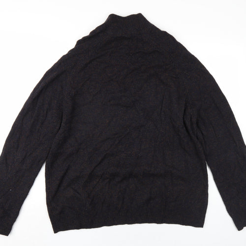 Marks and Spencer Mens Brown High Neck Wool Pullover Jumper Size XL Long Sleeve