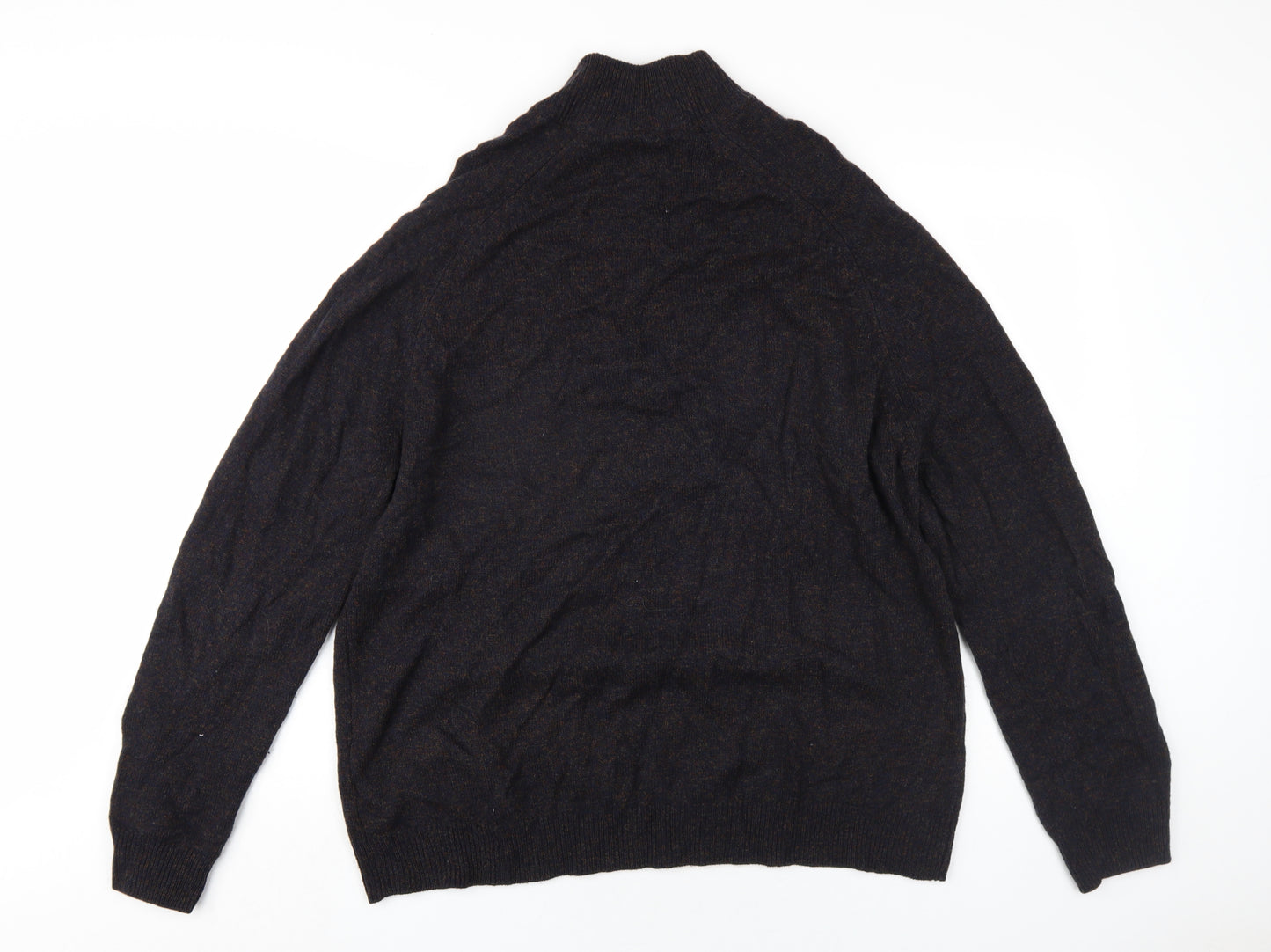 Marks and Spencer Mens Brown High Neck Wool Pullover Jumper Size XL Long Sleeve