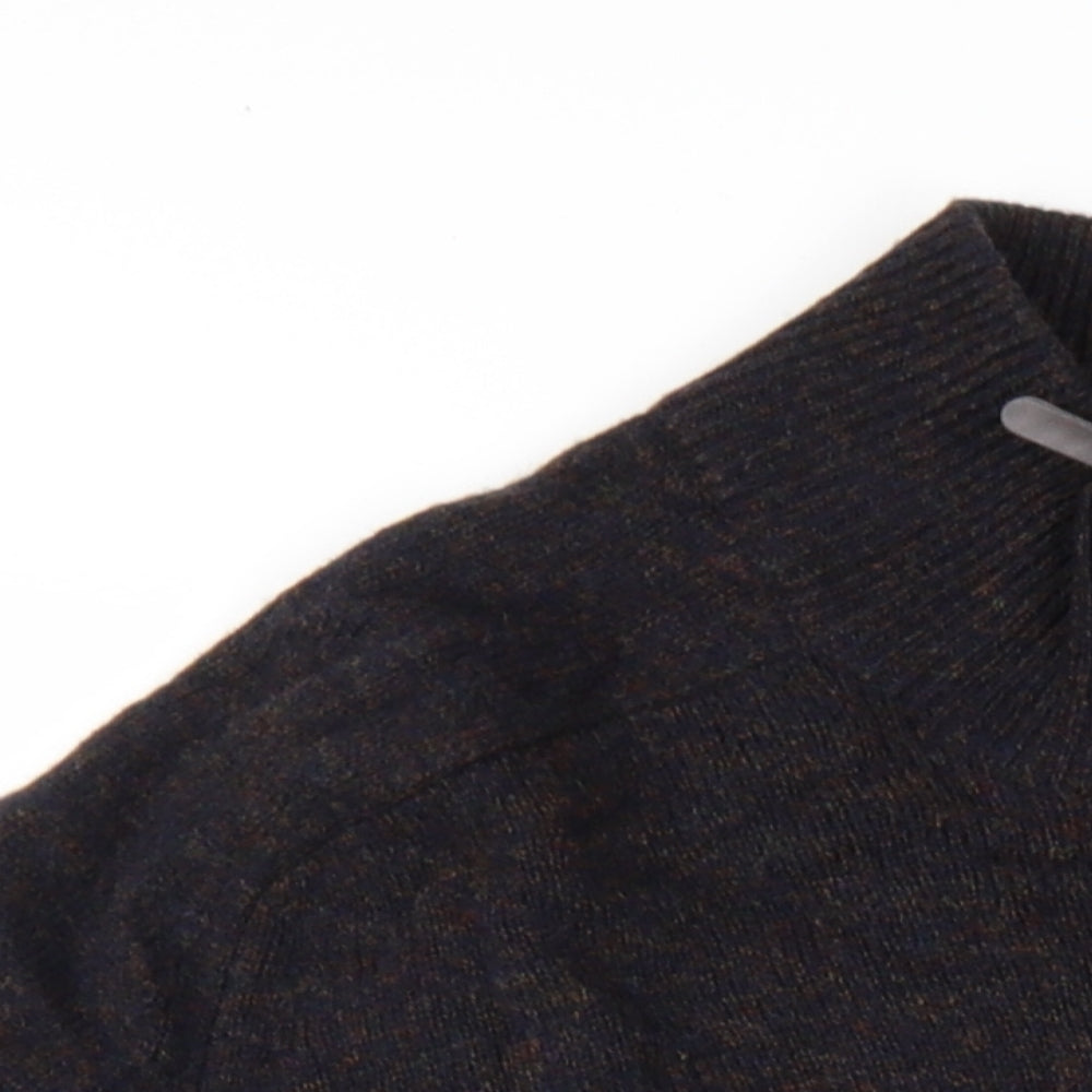 Marks and Spencer Mens Brown High Neck Wool Pullover Jumper Size XL Long Sleeve