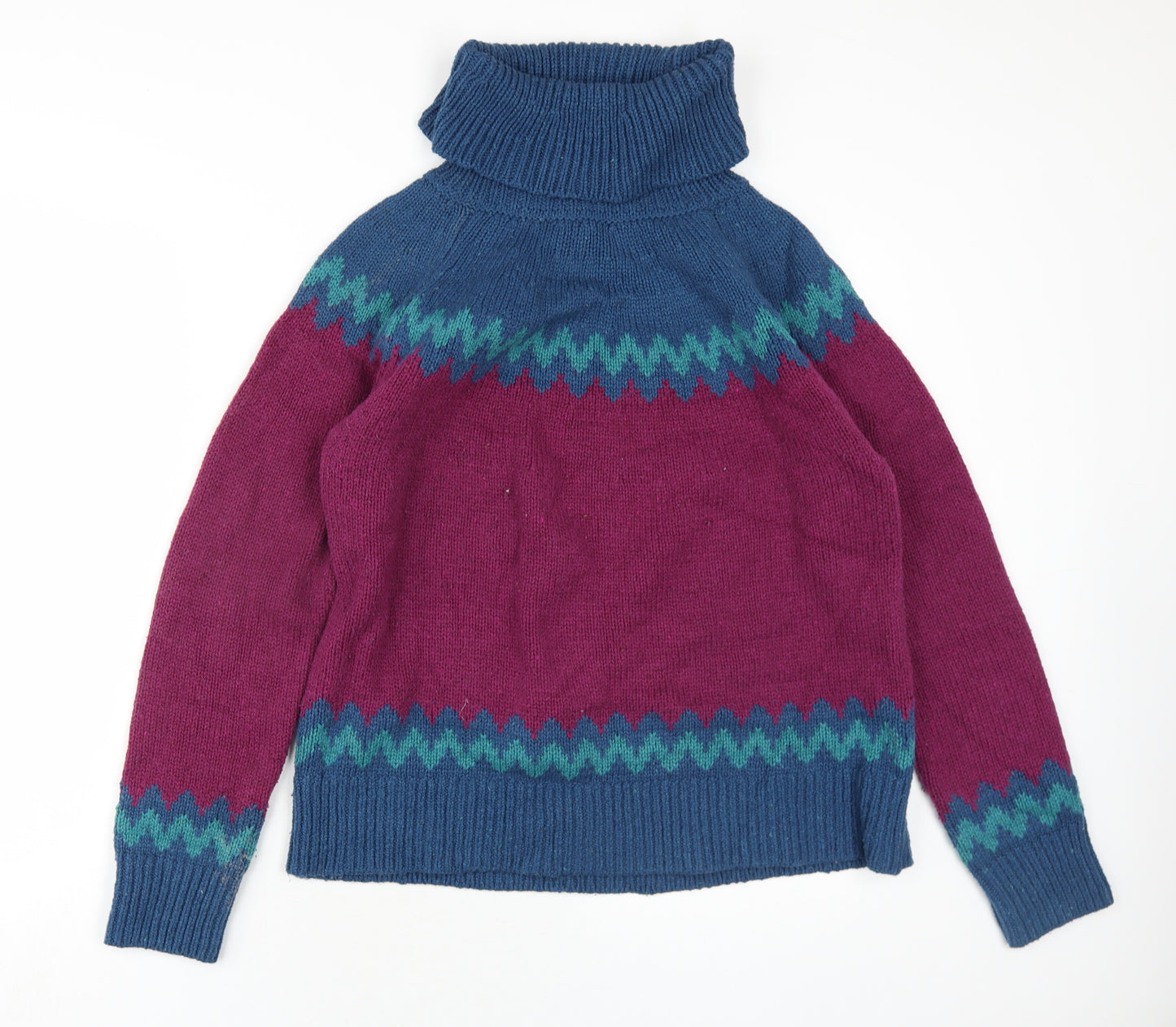 Weird Fish Womens Multicoloured Roll Neck Geometric Cotton Pullover Jumper Size 14