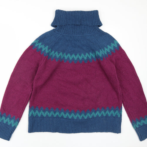 Weird Fish Womens Multicoloured Roll Neck Geometric Cotton Pullover Jumper Size 14