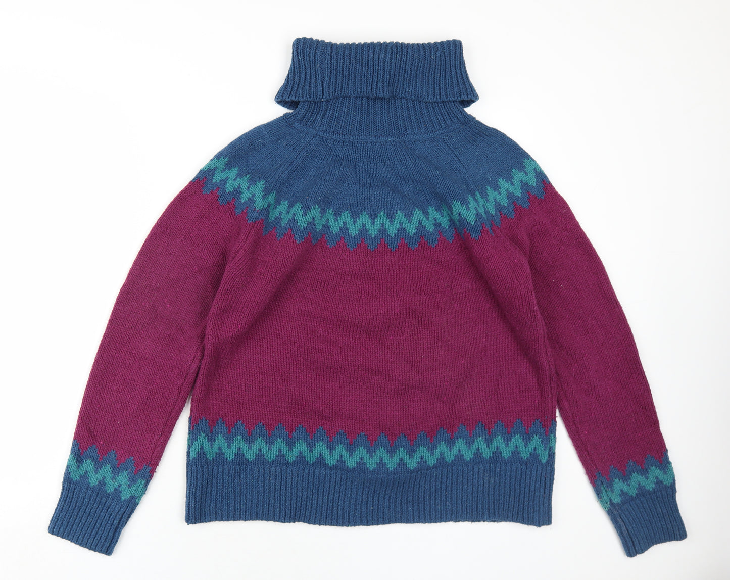 Weird Fish Womens Multicoloured Roll Neck Geometric Cotton Pullover Jumper Size 14