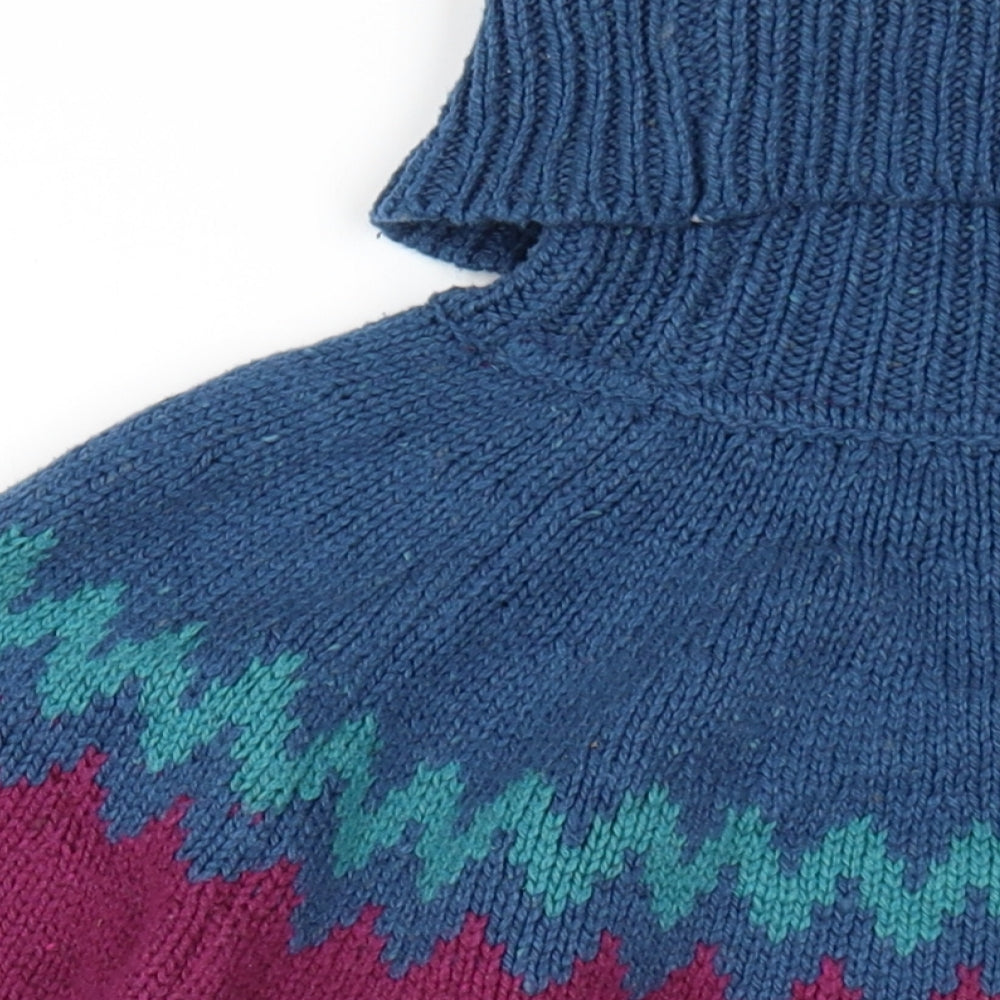 Weird Fish Womens Multicoloured Roll Neck Geometric Cotton Pullover Jumper Size 14
