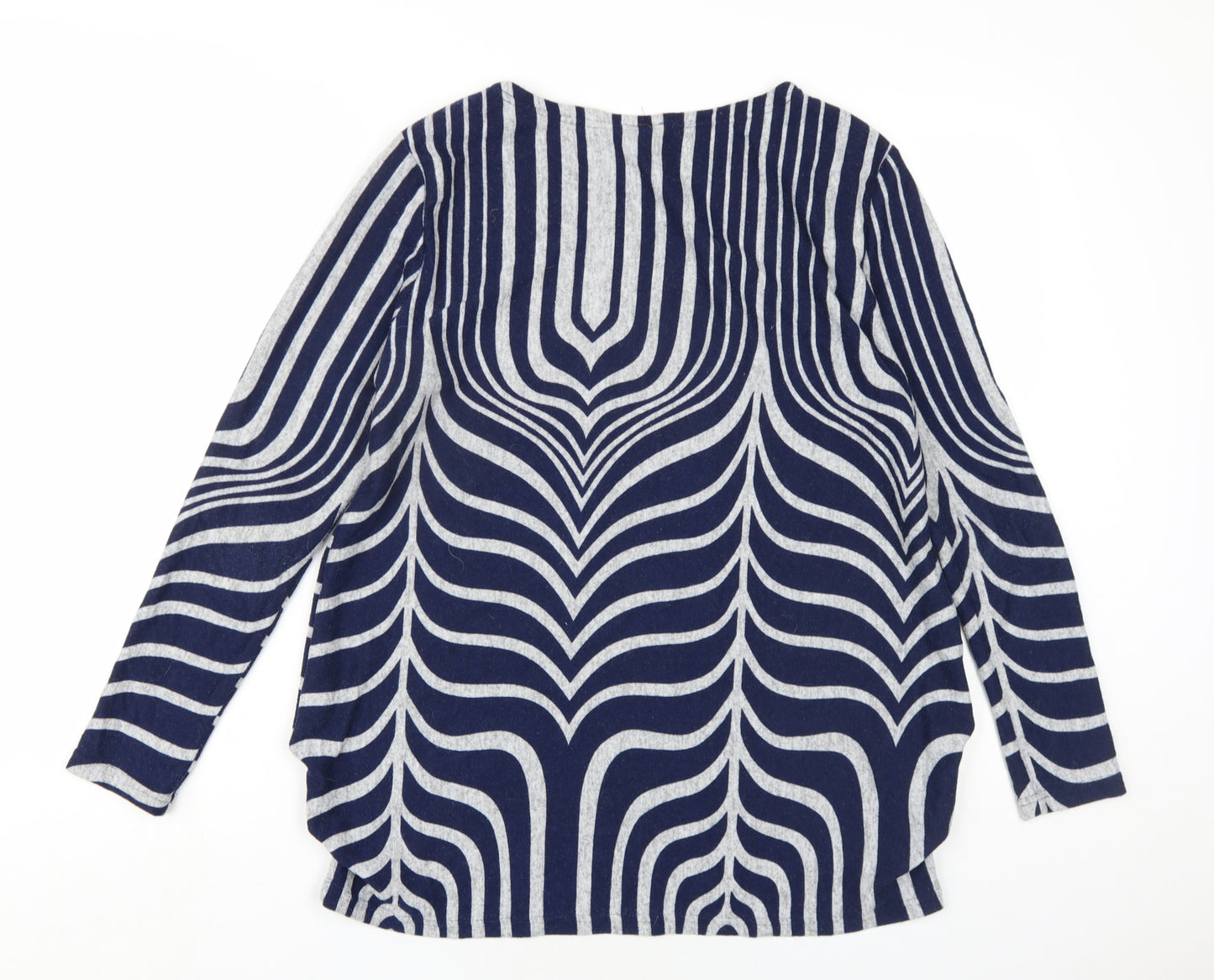 Izabel London Womens Blue Round Neck Geometric Polyester Pullover Jumper Size 8