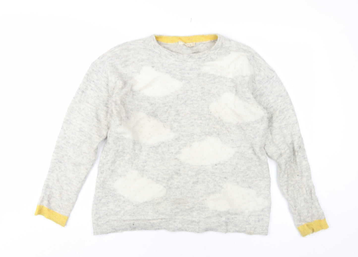 White Stuff Womens Grey Round Neck Nylon Pullover Jumper Size 12