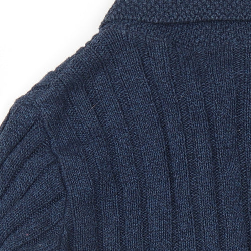 BHS Womens Blue Collared Cotton Cardigan Jumper Size 10