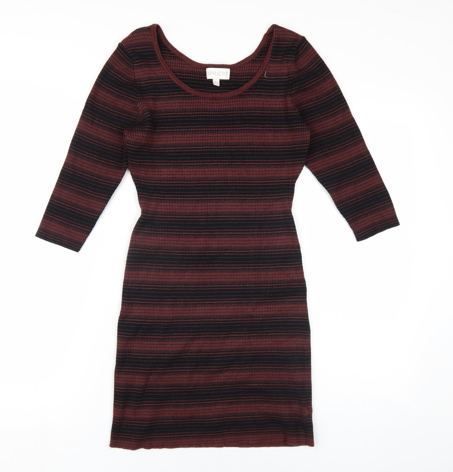 Apricot Womens Brown Striped Viscose Bodycon Size 16 Scoop Neck Pullover