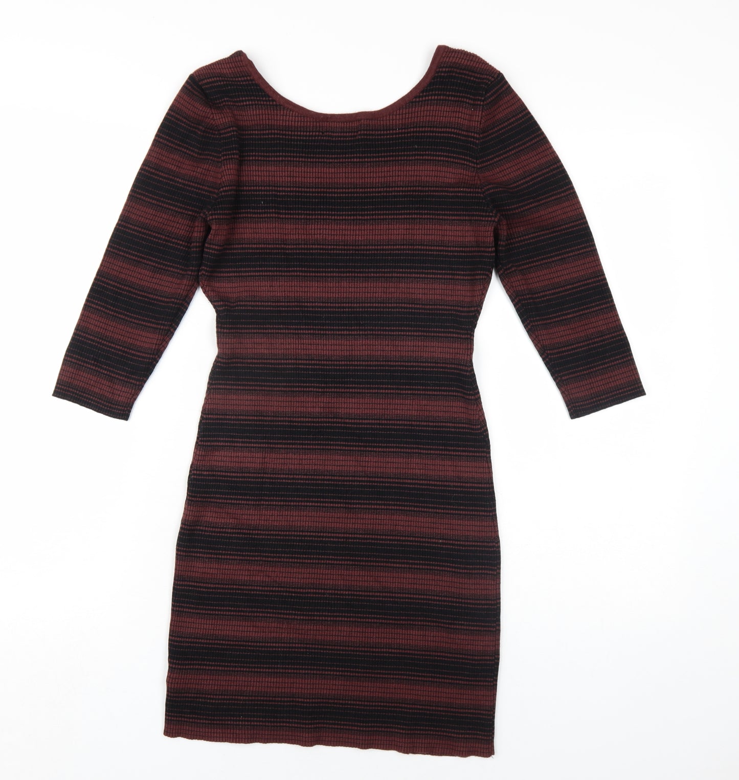 Apricot Womens Brown Striped Viscose Bodycon Size 16 Scoop Neck Pullover
