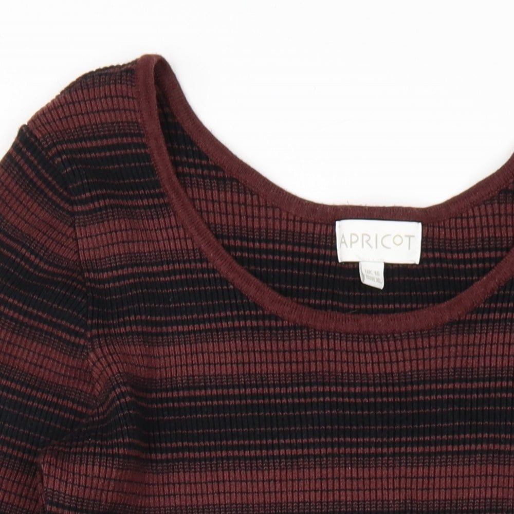 Apricot Womens Brown Striped Viscose Bodycon Size 16 Scoop Neck Pullover