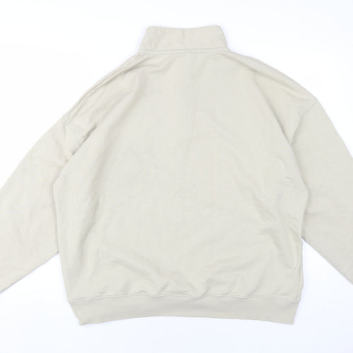 Gymshark Womens Beige Cotton Pullover Sweatshirt Size L Zip