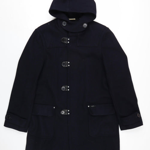 DKNY Womens Blue Pea Coat Coat Size M Button