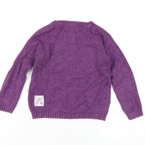 Fat Face Girls Purple Round Neck Cotton Pullover Jumper Size 4-5 Years Pullover
