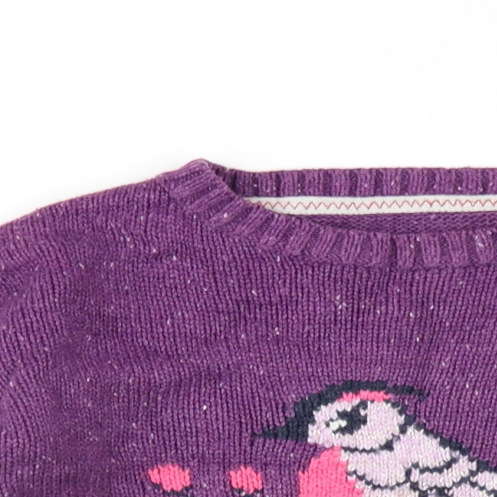 Fat Face Girls Purple Round Neck Cotton Pullover Jumper Size 4-5 Years Pullover