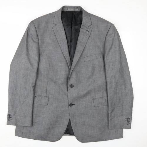 Karl Jackson Mens Grey Polyester Jacket Blazer Size 48 Regular