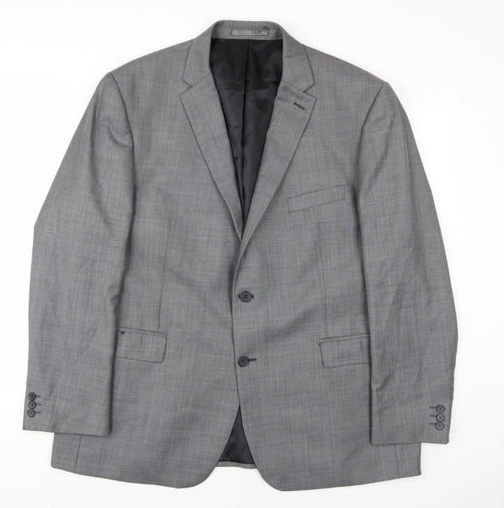 Karl Jackson Mens Grey Polyester Jacket Blazer Size 48 Regular
