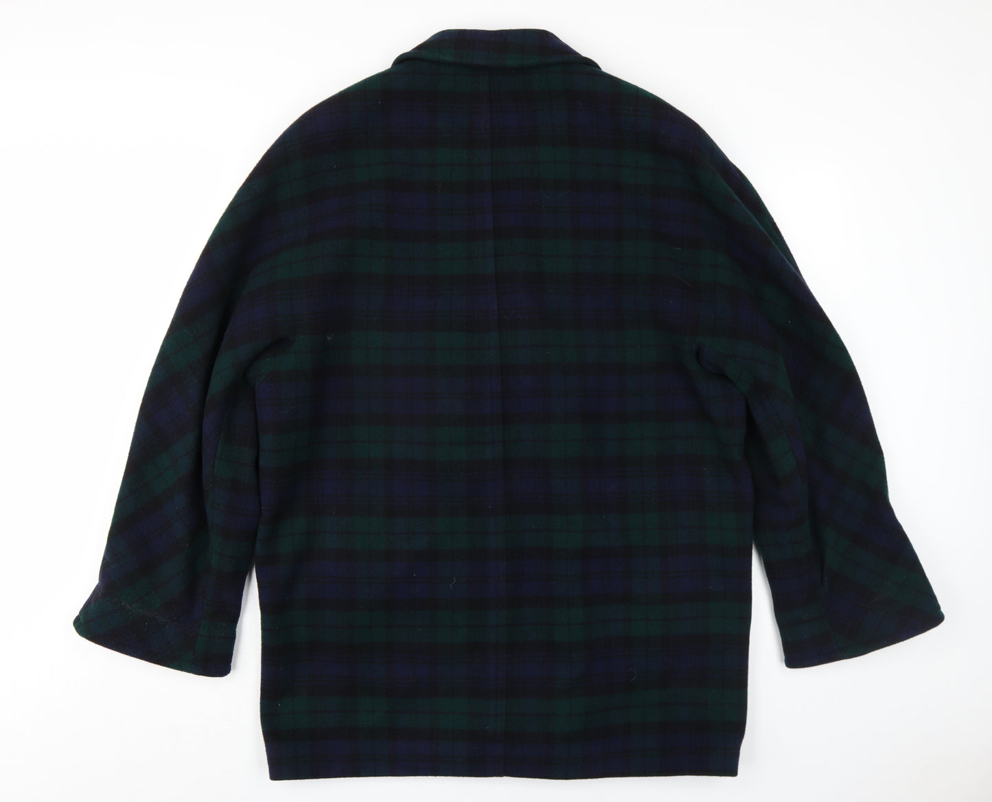 Marks and Spencer Womens Blue Plaid Overcoat Coat Size 14 Button