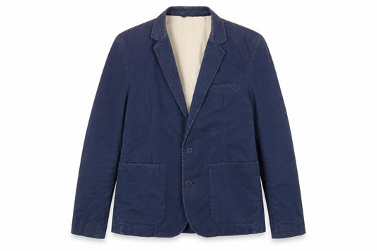 Front view of French Connection women’s blue jacket blazer, size UK 12, button