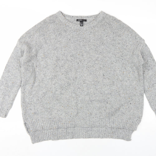Mango Womens Grey Round Neck Acrylic Pullover Jumper Size M