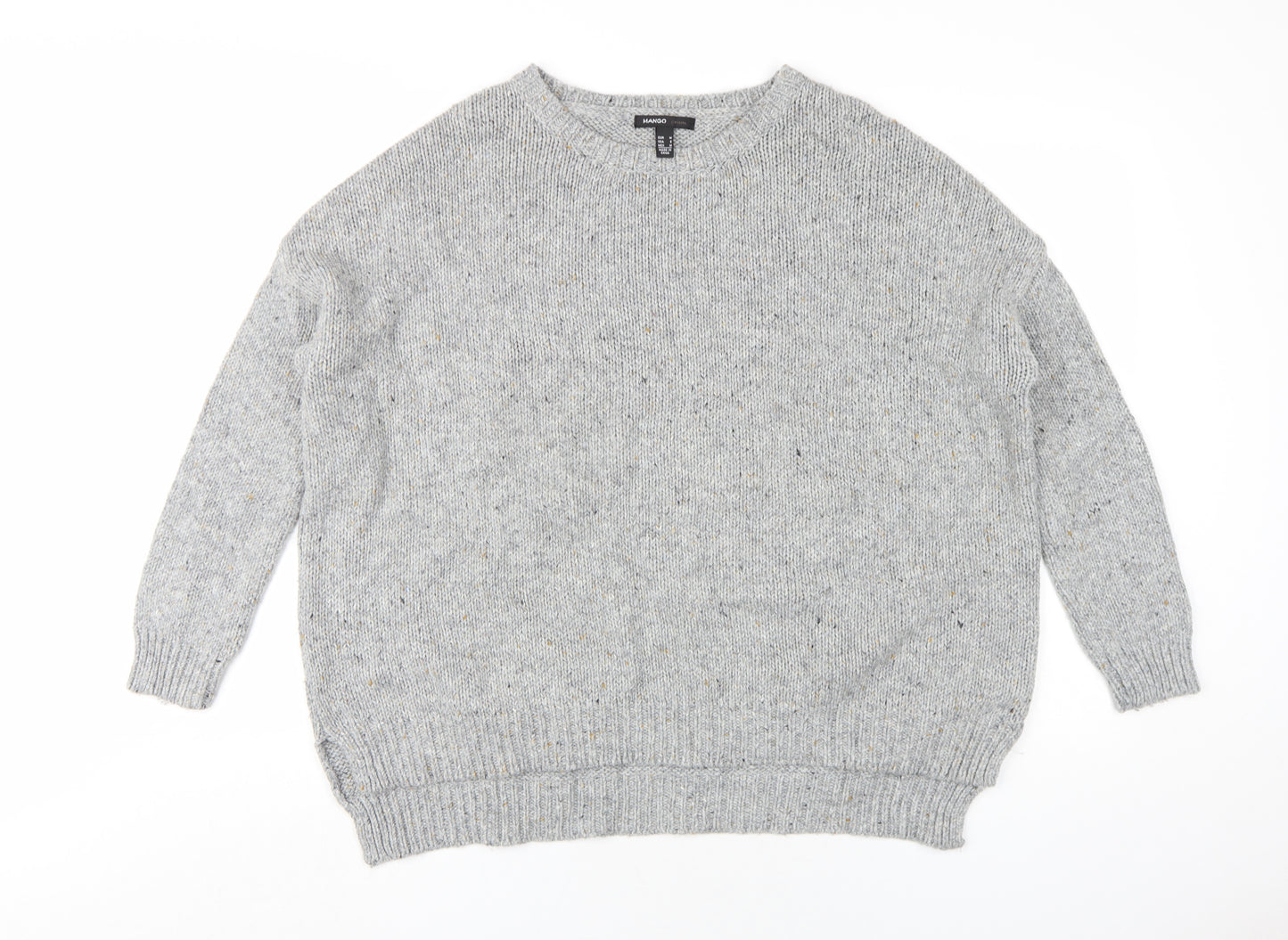 Mango Womens Grey Round Neck Acrylic Pullover Jumper Size M