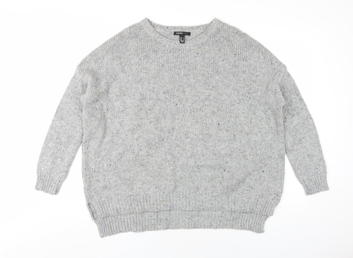 Mango Womens Grey Round Neck Acrylic Pullover Jumper Size M