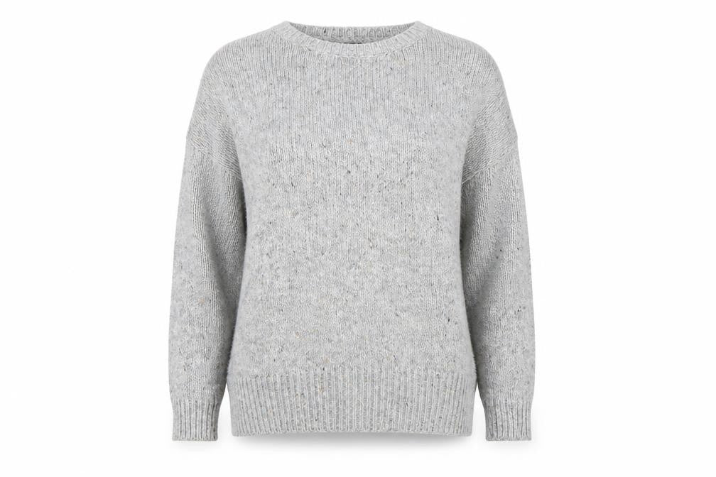 Mango Womens Grey Round Neck Acrylic Pullover Jumper Size M