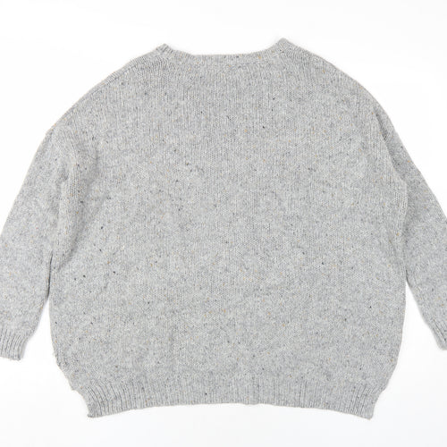 Mango Womens Grey Round Neck Acrylic Pullover Jumper Size M