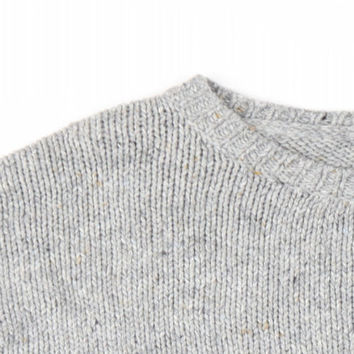 Mango Womens Grey Round Neck Acrylic Pullover Jumper Size M