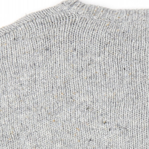 Mango Womens Grey Round Neck Acrylic Pullover Jumper Size M