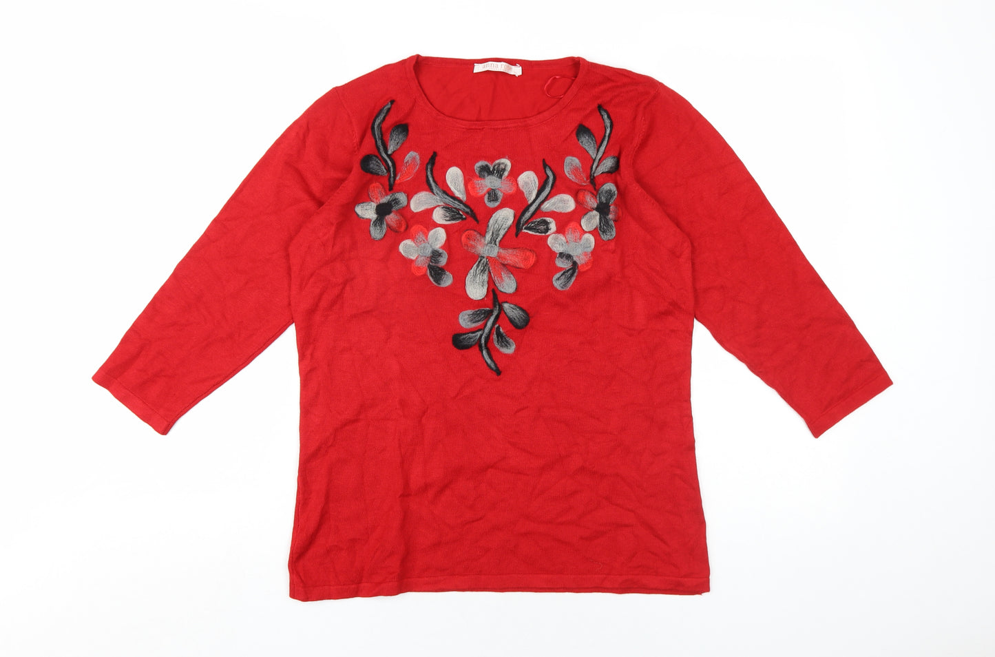 Anna Rose Womens Red Round Neck Viscose Pullover Jumper Size M
