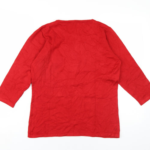 Anna Rose Womens Red Round Neck Viscose Pullover Jumper Size M