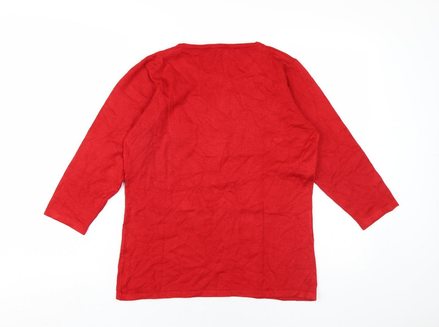 Anna Rose Womens Red Round Neck Viscose Pullover Jumper Size M
