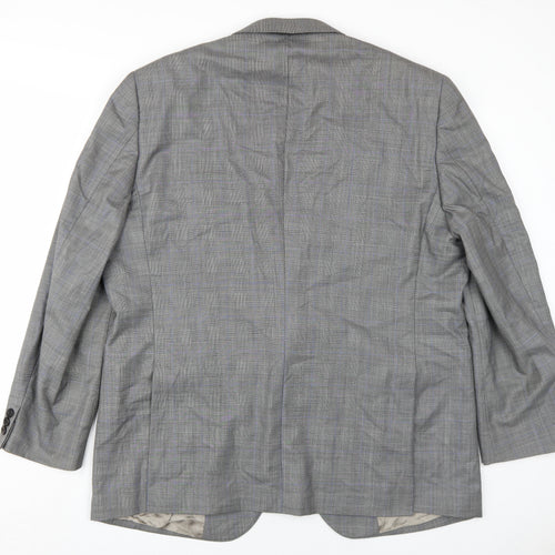 Revenge Mens Grey Plaid Wool Jacket Blazer Size 48 Regular