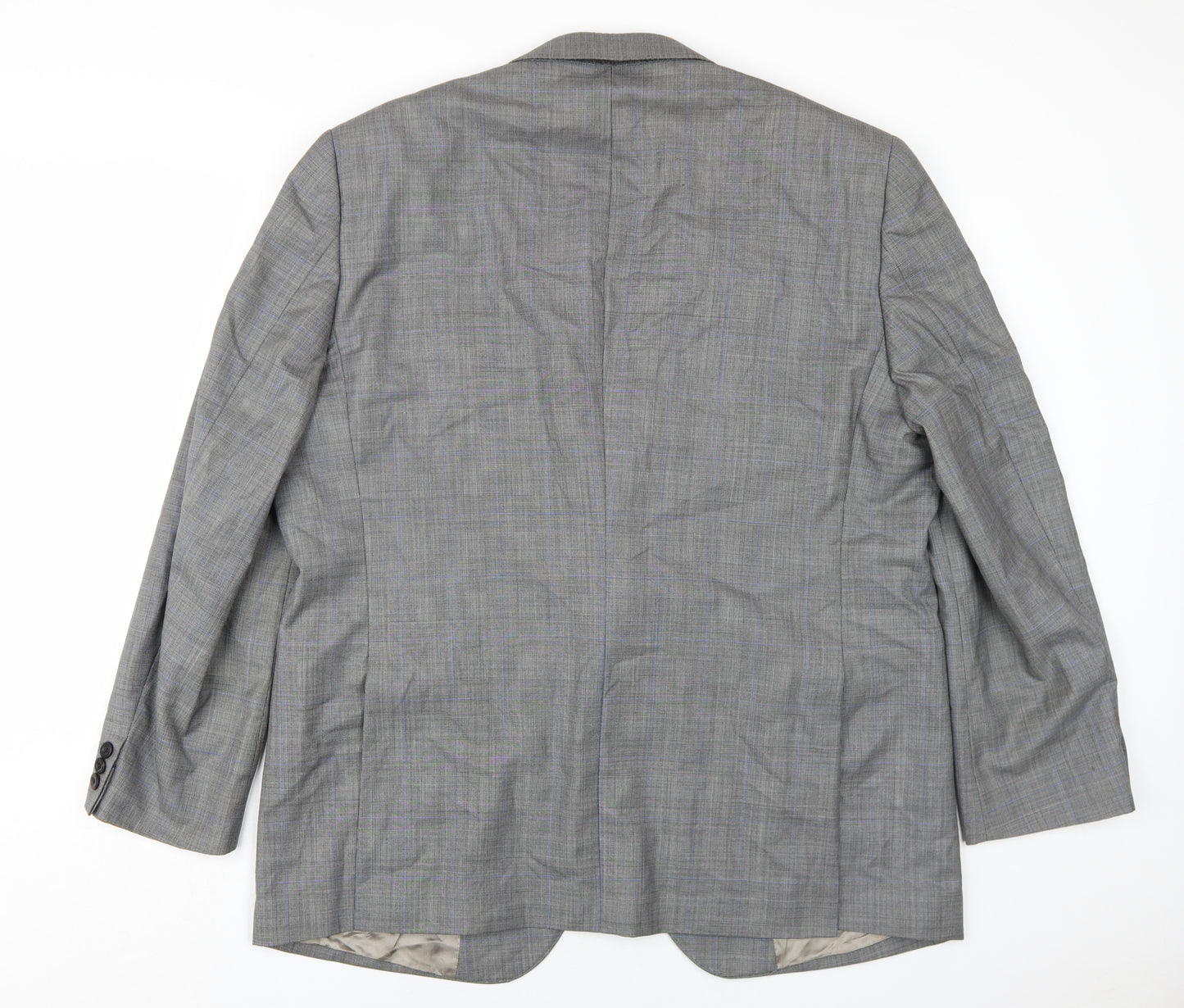 Revenge Mens Grey Plaid Wool Jacket Blazer Size 48 Regular