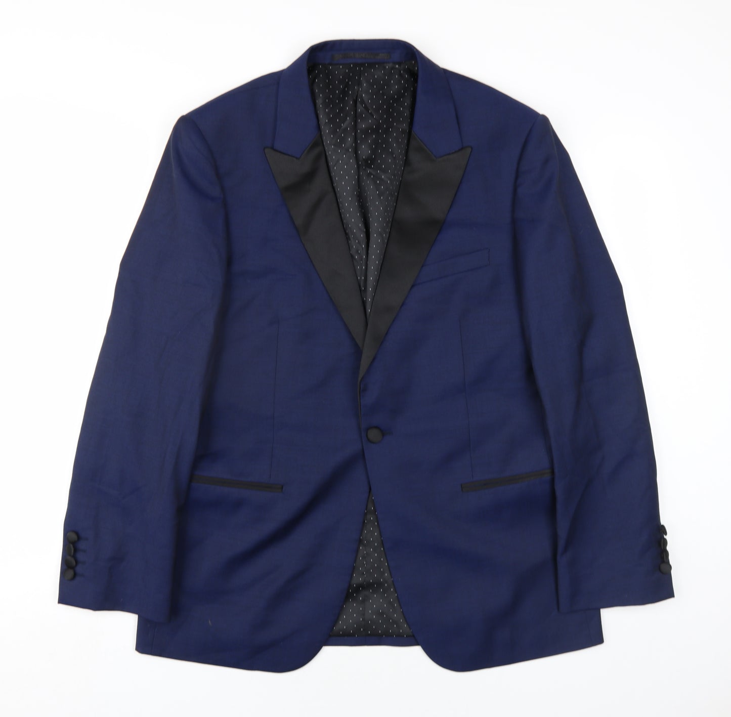 Moss Bros Mens Blue Wool Jacket Blazer Size 40 Regular