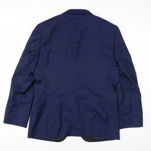 Moss Bros Mens Blue Wool Jacket Blazer Size 40 Regular