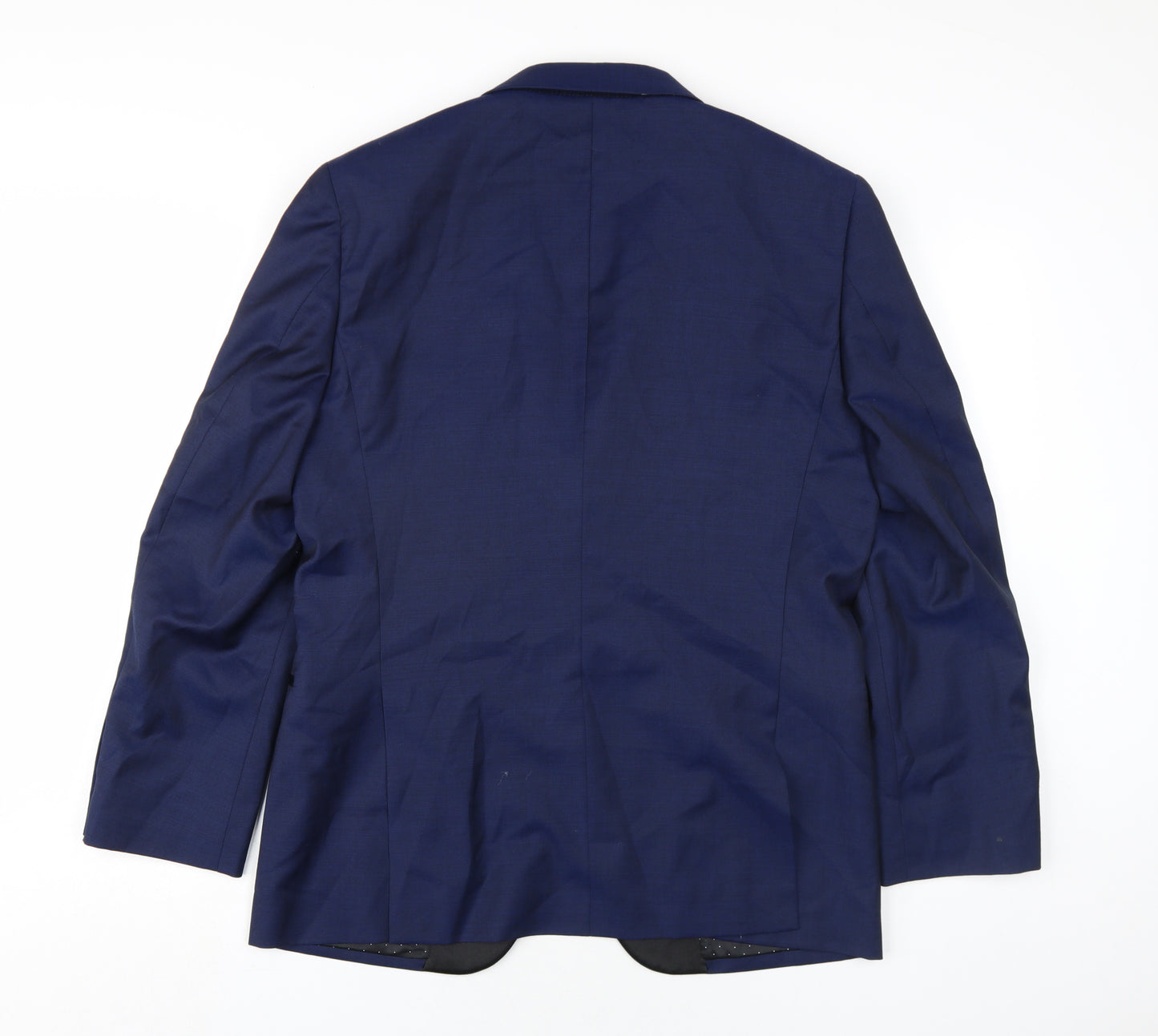 Moss Bros Mens Blue Wool Jacket Blazer Size 40 Regular