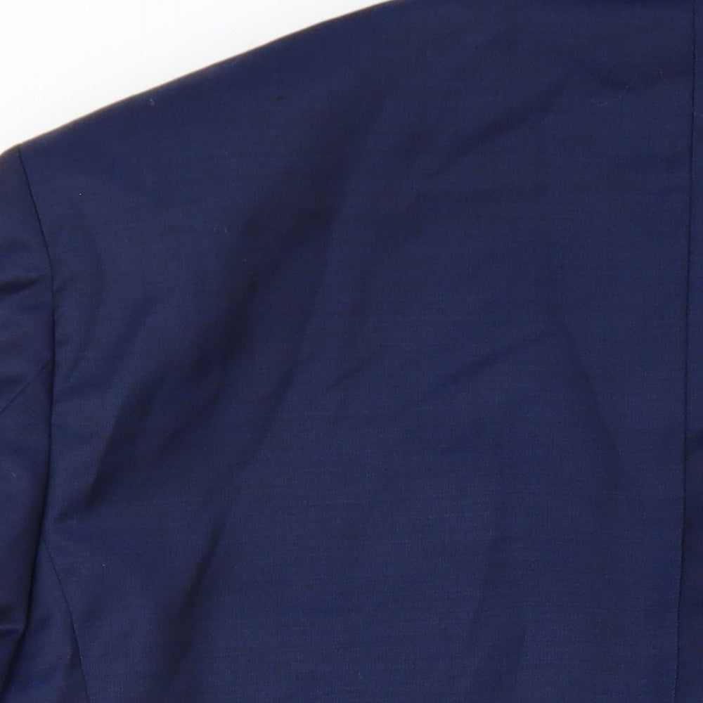 Moss Bros Mens Blue Wool Jacket Blazer Size 40 Regular
