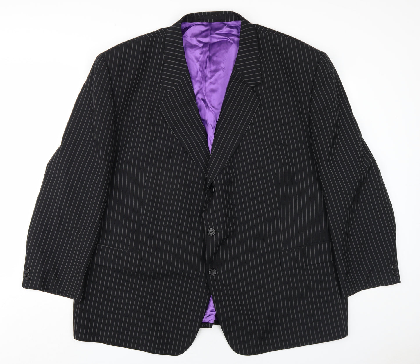 Di Caprio Mens Black Striped Polyester Jacket Blazer Size 54 Regular