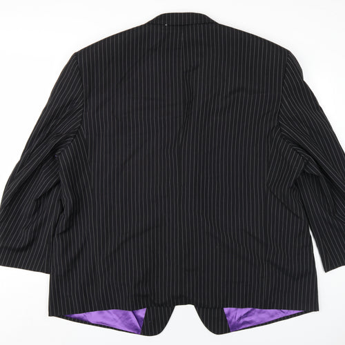 Di Caprio Mens Black Striped Polyester Jacket Blazer Size 54 Regular