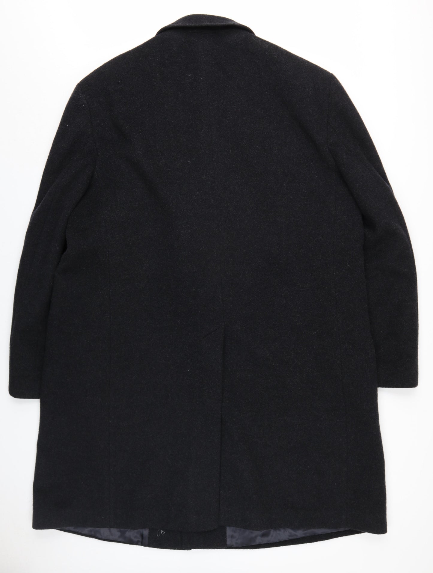 Hodges Mens Black Overcoat Coat Size L Button