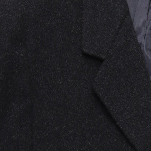 Hodges Mens Black Overcoat Coat Size L Button